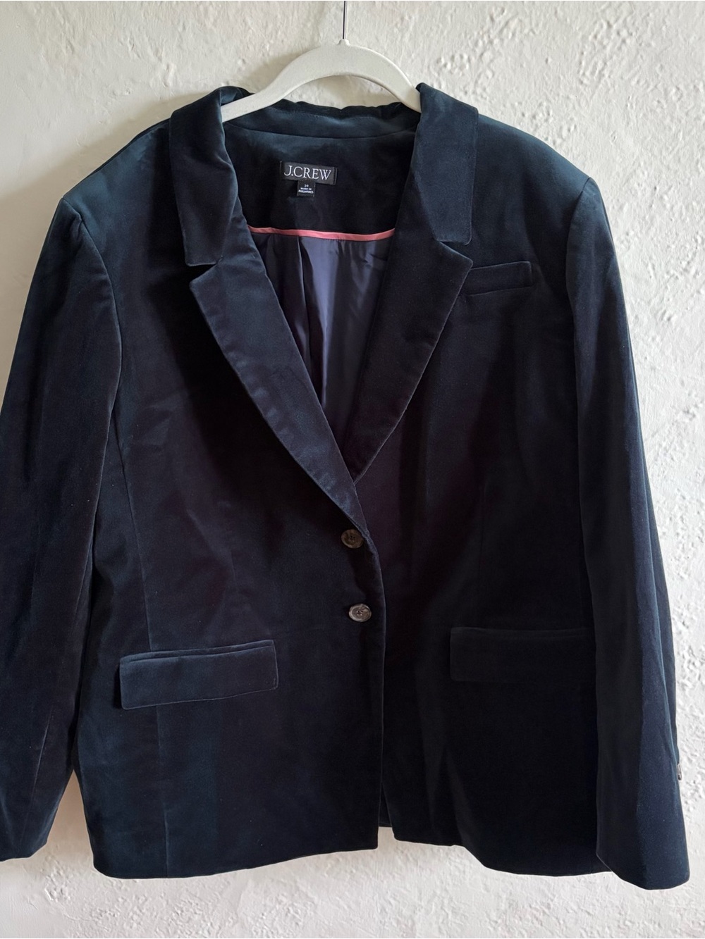 J. Crew Dark Navy Velvet Tailored Blazer